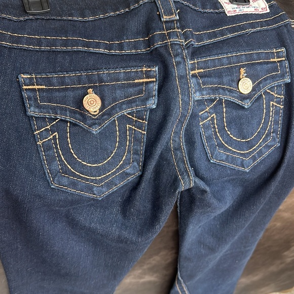 NWOT TRUE RELIGION DARK WASH JOEY SUPER LOW RISE SIZE 28 - Picture 2 of 10